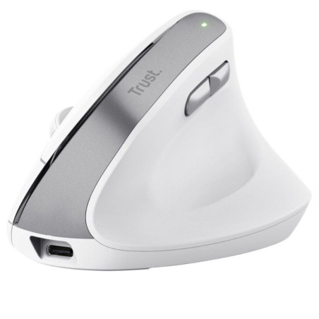 Ratón vertical inalámbrico trust bayo ii/ batería recargable/ hasta 2400 dpi/ blanco
