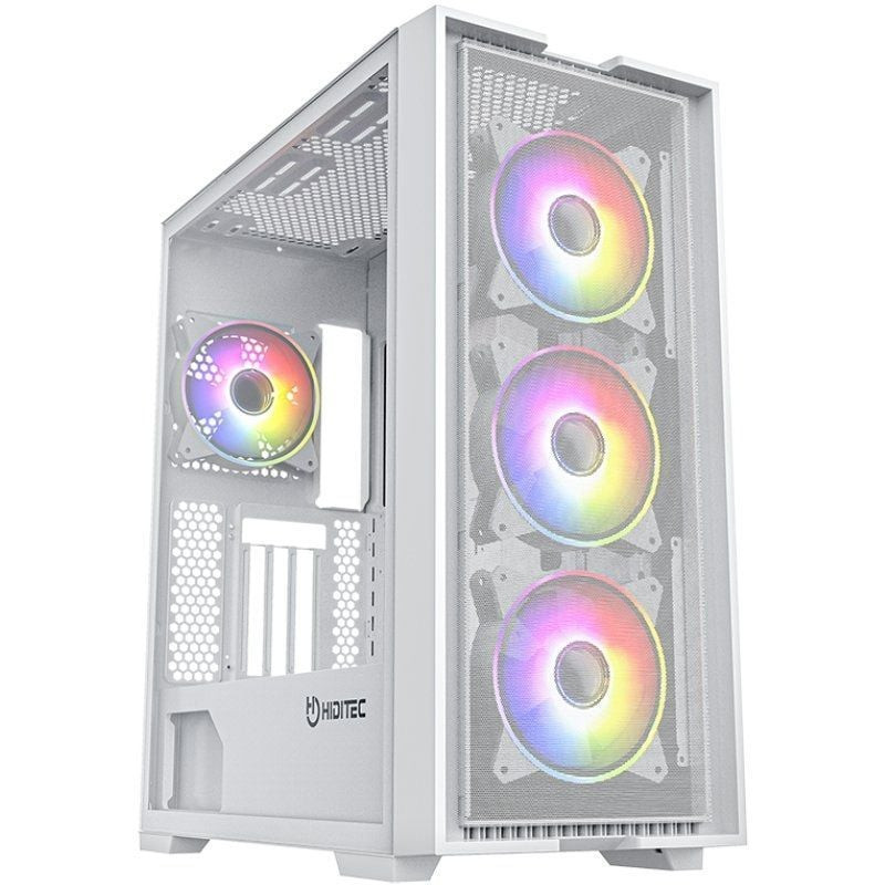 Caja gaming torre hiditec h2 air argb/ blanca