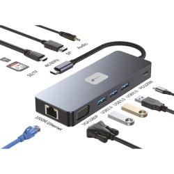 Docking usb tipo-c leotec leds03/ 3xusb/ 1xusb tipo-c pd/ 1xhdmi 4k/ 1xdisplayport/ 1xvga/ 1xaudio/ 1xrj45/ 1xlector tarjetas 