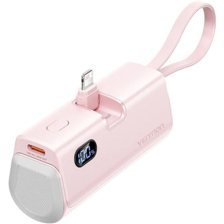 Powerbank 4800mah vention fhrp0/ 22.5w/ rosa/ incluye cable usb tipo-c y lightning