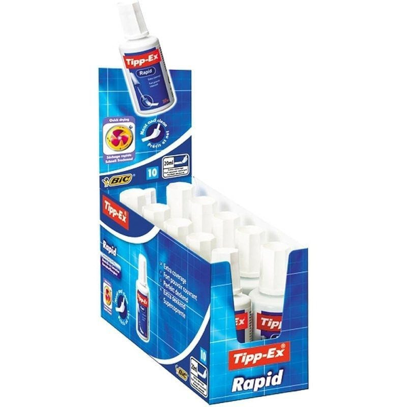 Caja de correctores de escritura líquida bic tipp-ex rapid fluid/ 20ml/ 10 unidades