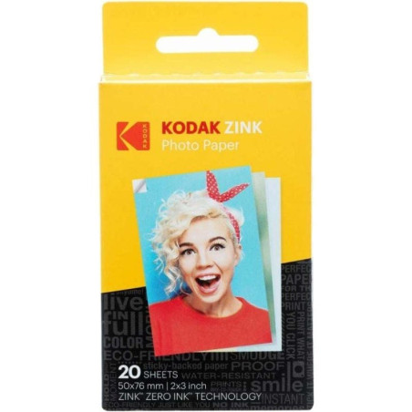 Papel fotográfico para cámara printomatic y step touch kodak zink/ 2'x3'/ 20g/ 20 hojas