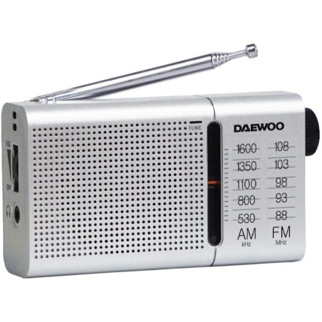 Radio portátil daewoo dw1037/ a pilas/ plateada
