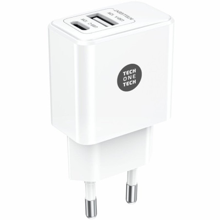 Cargador de pared tech one tech tec2904/ 1xusb tipo-c/ 1xusb/ 12w/ blanco