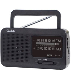 Radio portátil qubo r-222/ con cable/ a pilas/ negra