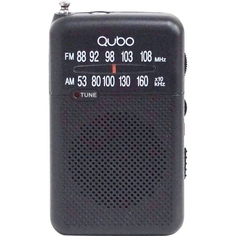 Radio portátil qubo r-s1/ con cable/ a pilas/ negra