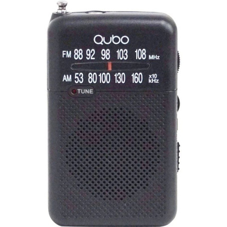 Radio portátil qubo r-s1/ con cable/ a pilas/ negra