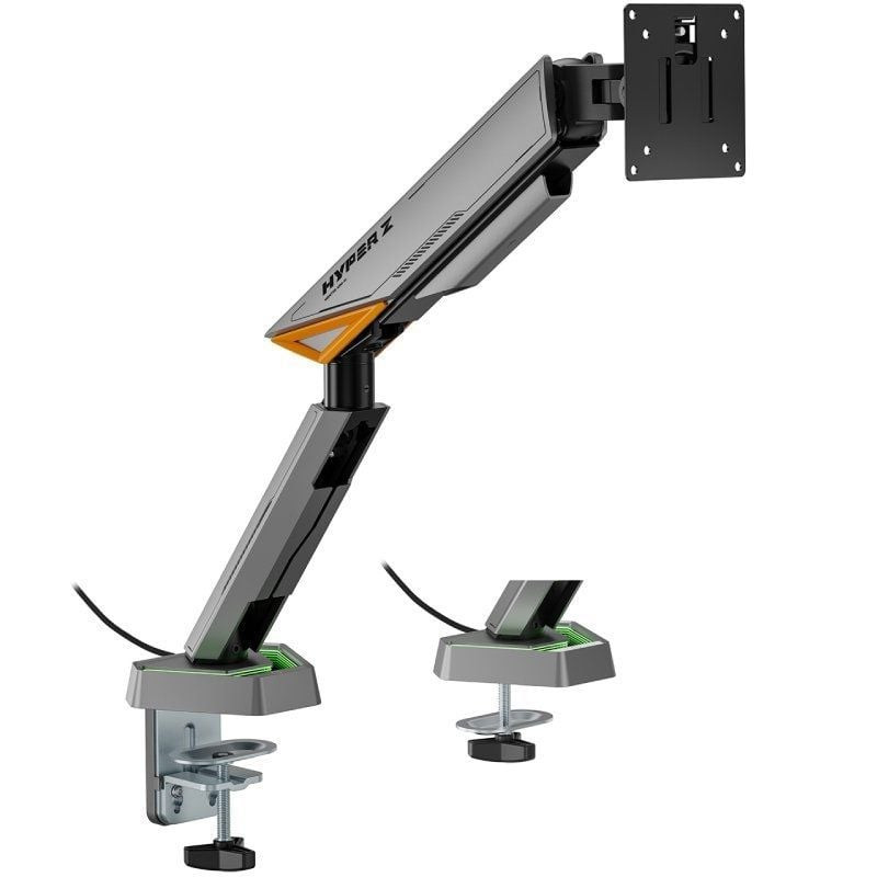 Soporte de mesa gaming para monitor aisens dt49tsrrgb-347/ giratorio/ inclinable/ hasta 16kg/ con iluminación rgb