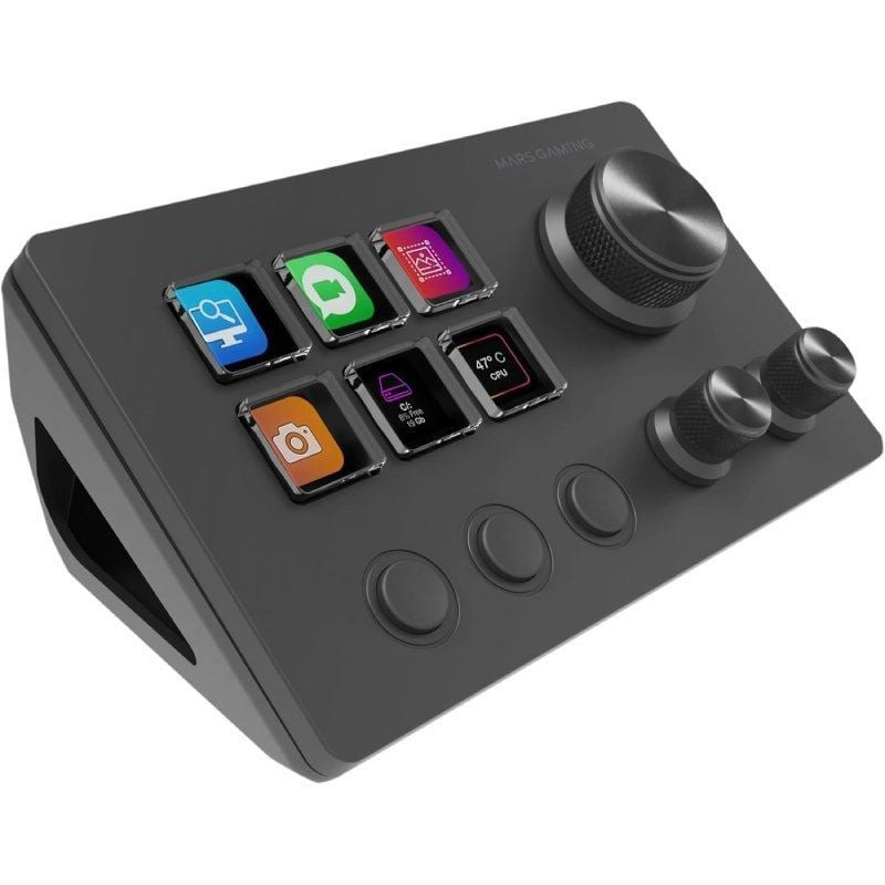 Control deck mars gaming msd-two/ 6 teclas lcd/ 3 ruedas/ 3 botones/ negro