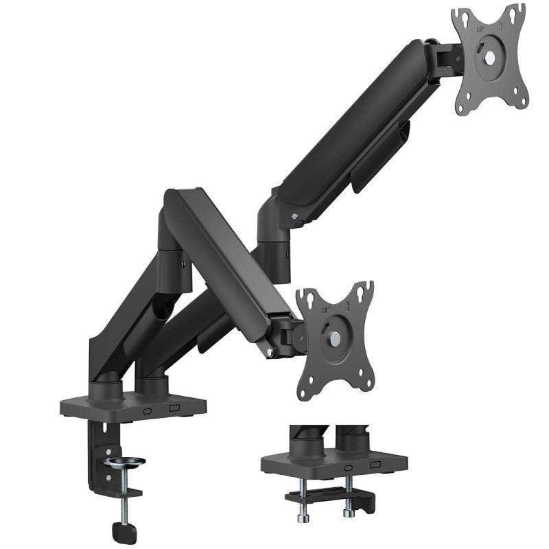 Soporte de mesa con contrapeso para 2 monitores aisens dt32tsr-357/ giratorio/ inclinable/ hasta 9kg