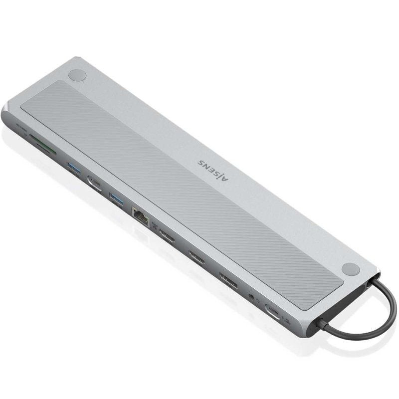 Docking usb tipo-c aisens asuc-12p020-gr/ 2xhdmi 4k/ 3xusb/ 1xusb tipo-c/ 1xrj45/ 1xdisplayport/ 1xlector tarjetas/ 1xusb 