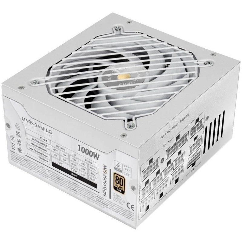 Fuente de alimentación mars gaming mpb1000psi/ 1000w/ ventilador 14cm/ atx 3.1/ pcie 5.1/ 80 plus gold