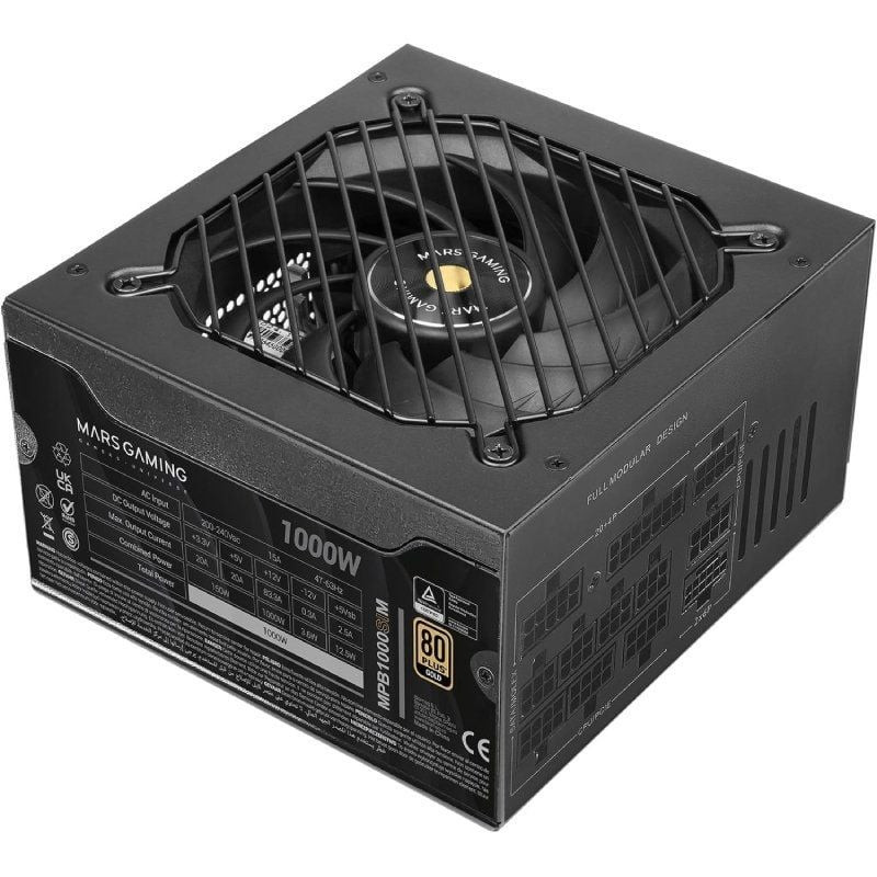 Fuente de alimentación mars gaming mpb1000sim/ 1000w/ ventilador 14cm/ atx 3.1/ pcie 5.1/ 80 plus gold