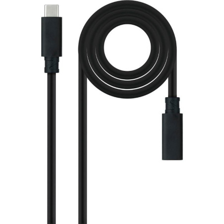 Cable alargador usb tipo-c 3.2 nanocable 10.01.4501/ usb tipo-c macho - usb tipo-c hembra/ 1m/ negro