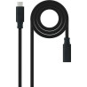 Cable alargador usb tipo-c 3.2 nanocable 10.01.4501/ usb tipo-c macho - usb tipo-c hembra/ 1m/ negro