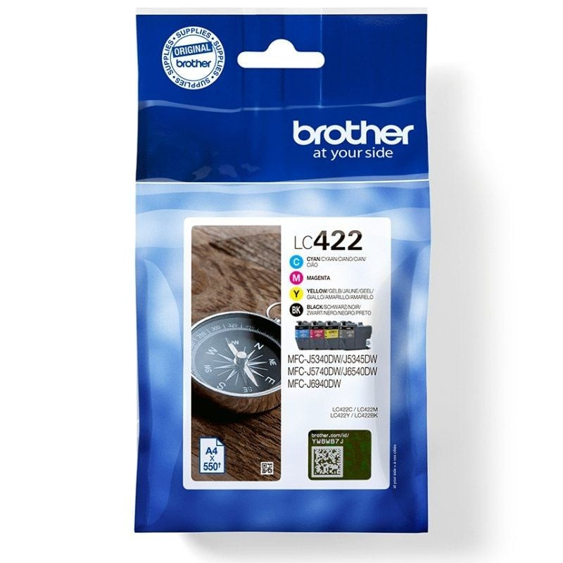 Cartucho de tinta original brother lc422val multipack/ cian/ magenta/ amarillo/ negro