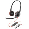 Auriculares poly blackwire 3220 + adaptador usb-c/a/ con micrófono/ usb tipo-c/ bulk/ negros
