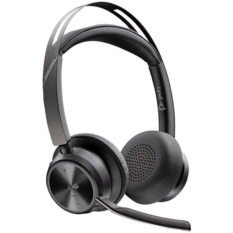 Auriculares inalámbricos poly voyager focus 2 para microsoft teams + adaptador usb-c-a + soporte de carga/ con micrófono/ 
