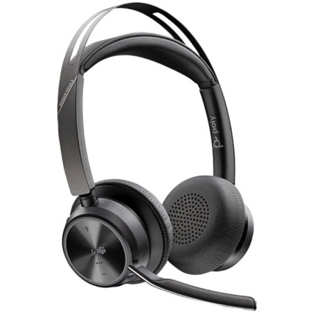 Auriculares inalámbricos poly voyager focus 2 para microsoft teams + adaptador usb-c-a + soporte de carga/ con micrófono/ 