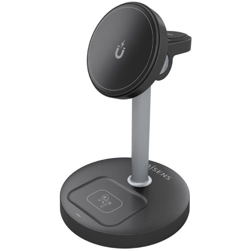 Base de carga inalámbrica aisens asch-15w3wc066-bk/ 15w/ negro