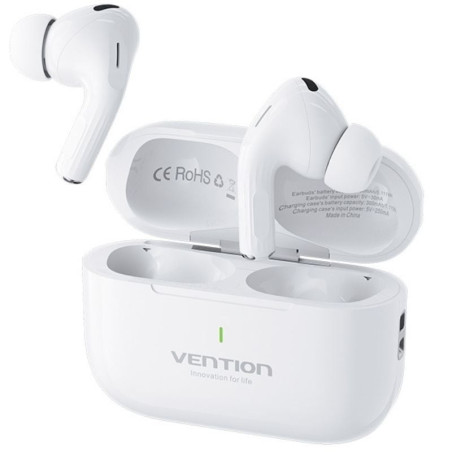 Auriculares bluetooth vention echo lite e11 con estuche de carga/ autonomía 6h/ blancos