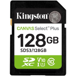 Tarjeta de memoria kingston canvas select plus 128gb sd xc/ clase 10/ 150mbs