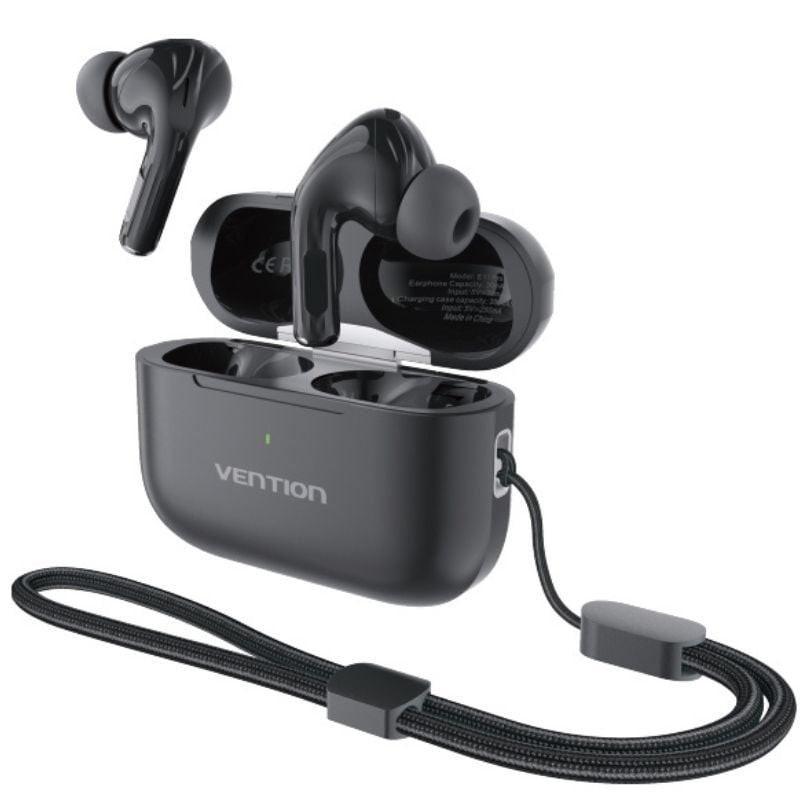 Auriculares bluetooth vention echo lite e11 plus con estuche de carga/ autonomía 6h/ negros