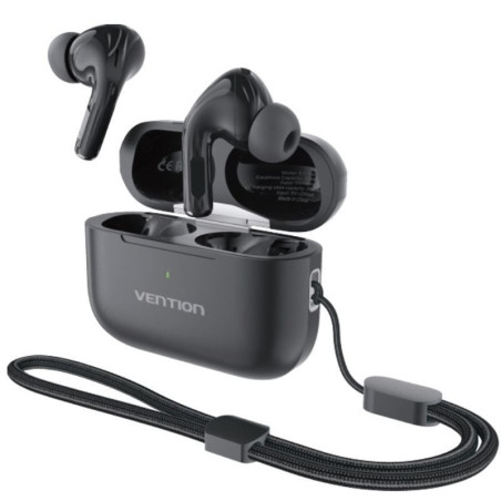 Auriculares bluetooth vention echo lite e11 plus con estuche de carga/ autonomía 6h/ negros