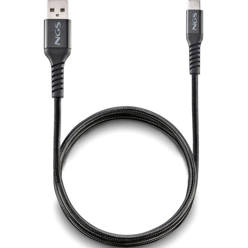 Cable usb 2.0 ngs knot-ac/ usb macho - usb tipo-c macho/ 480mbps/ 1m/ negro