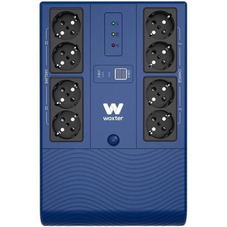 Sai línea interactiva woxter multibase ups 800 va/ 800va-480w/ 8 salidas/ formato torre