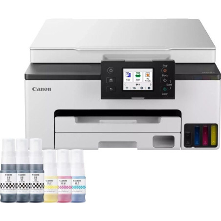 Multifunción recargable canon maxify gx1050 megatank 3 en 1 wifi/ dúplex/ pack impresora + consumibles xl/ blanca