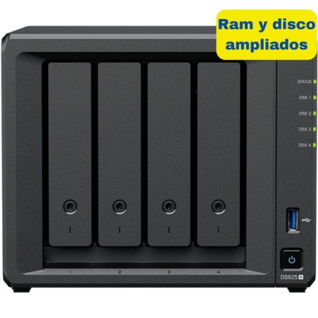 Nas synology diskstation ds925+/ 4 bahías 3.5'- 2.5'/ 8gb ddr4/ 16tb/ formato torre