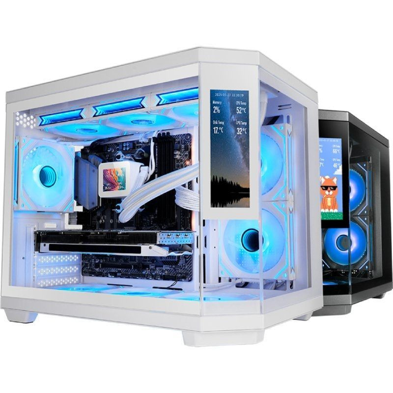 Caja gaming minitorre mars gaming mc-3tcorelcdm/ blanca