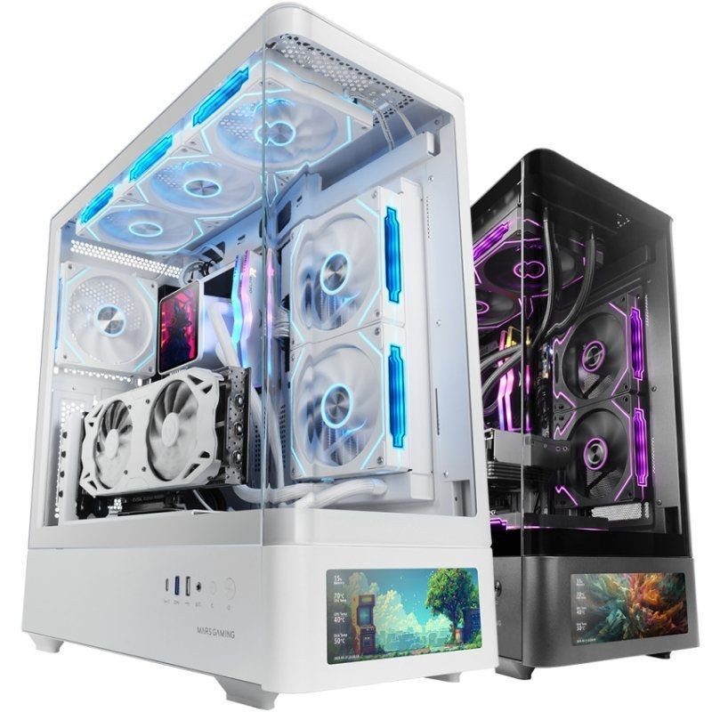 Caja gaming semitorre mars gaming mc-lcdpro/ blanca
