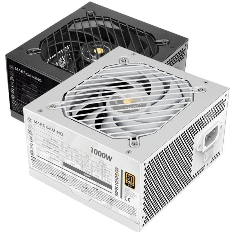 Fuente de alimentación mars gaming mpb1000si/ 1000w/ ventilador 12cm/ 80 plus gold