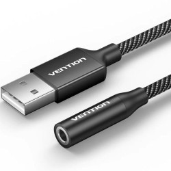 Conversor vention cvebc/ jack 3.5 hembra - usb macho/ 1m/ gris