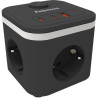 Regleta con interruptor fellowes/ 3 tomas de corriente/ 1 usb - 2 usb tipo-c/ cable 2m/ negra