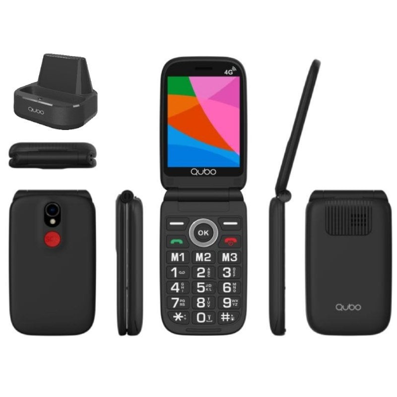 Teléfono móvil qubo x-340cb 4g para personas mayores/ negro