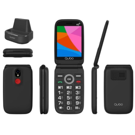 Teléfono móvil qubo x-340cb 4g para personas mayores/ negro