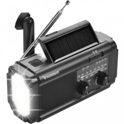 Radio portátil sunstech rpe25/ con batería/ linterna/ negra
