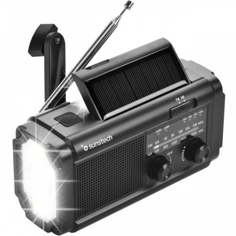 Radio portátil sunstech rpe25/ con batería/ linterna/ negra