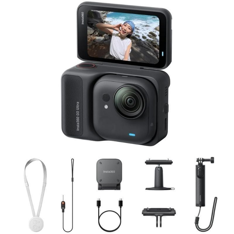 Cámara digital deportiva insta360 go ultra pack creador/ 4k/ ángulo de visión 360º/ negra