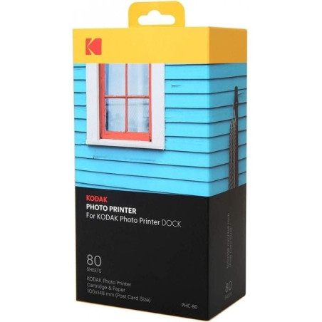 Papel fotográfico + cartuchos para kodak dock pd450 y kd600/ 4'x6'/ 80 hojas