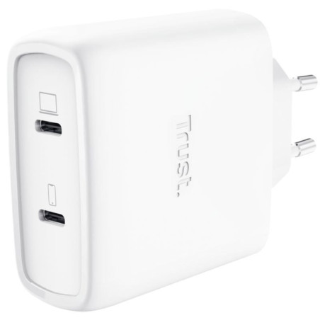 Cargador de pared gan trust maxo 65w 25526/ 2xusb tipo-c/ incluye cable usb tipo-c/ 65w