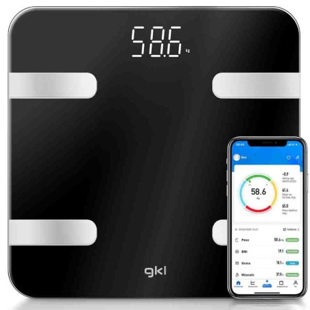 Báscula de baño gkl fitblue 300 black/ hasta 180kg